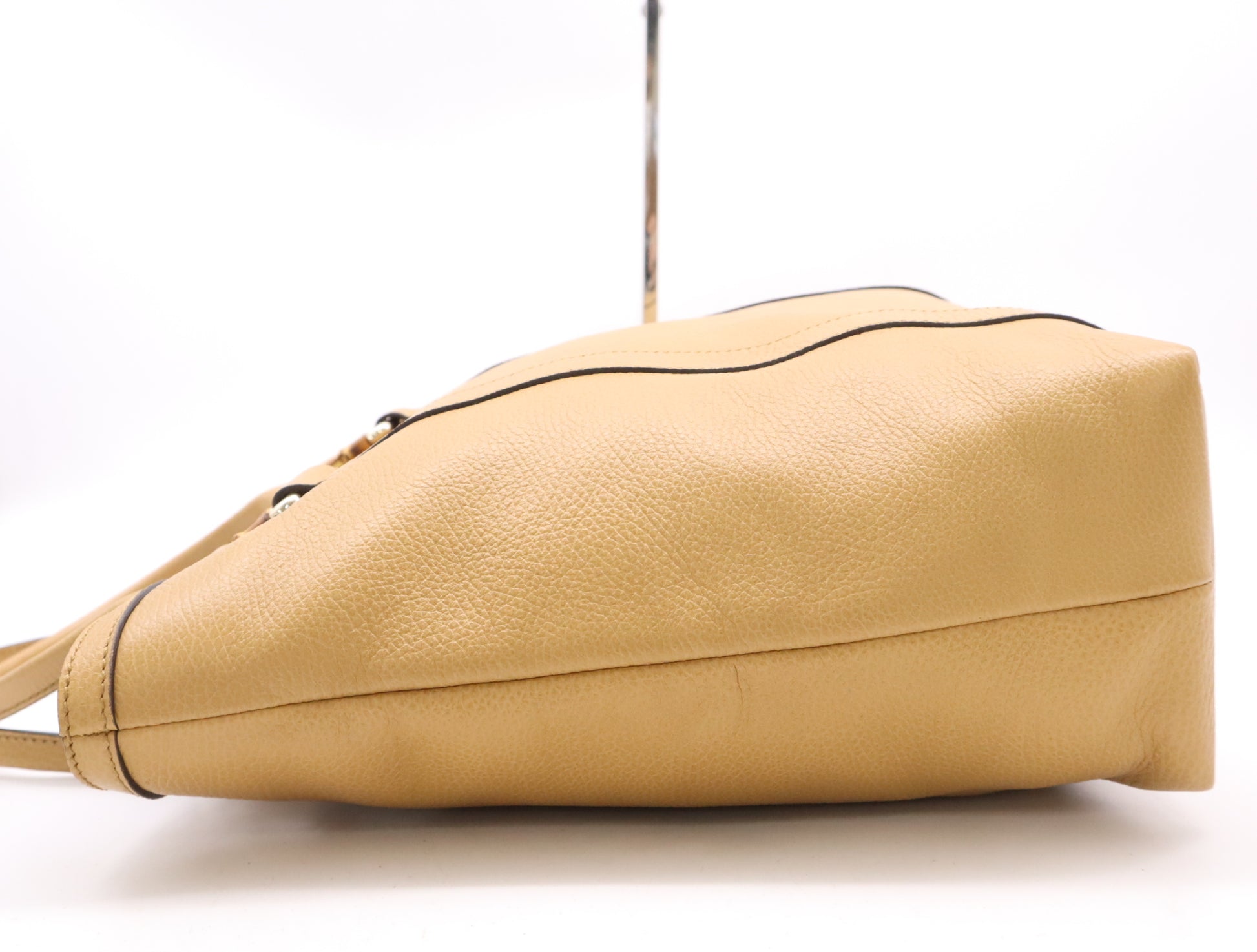 GUCCI 339547 Light Brown Leather Bamboo Tote Bag with GD Hardware