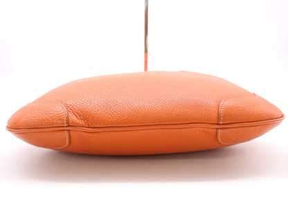 PRADA Leather Orange Handbag with Silver Hardware and Name Tag