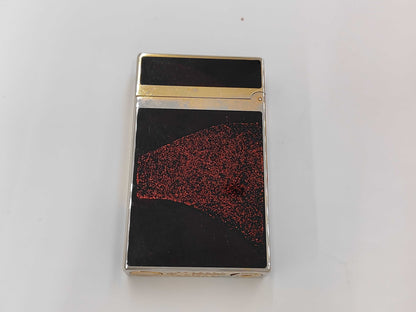 S.T. DuPont D-Line Lighter, Reddish-brown Lacquer, Glitter, Gold, Box and Case Included