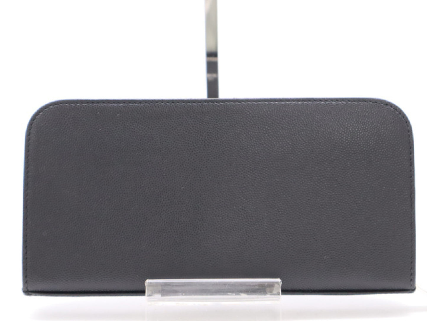 SAINT LAURENT Leather Long Wallet with Round Zipper, Black