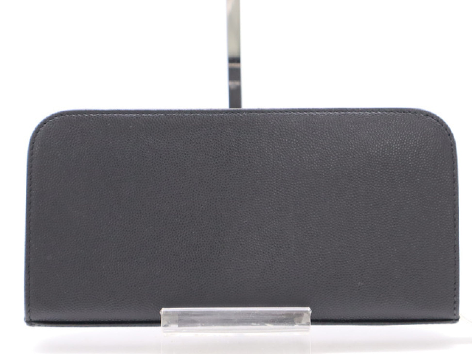 SAINT LAURENT Leather Long Wallet with Round Zipper, Black