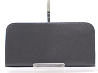 SAINT LAURENT Leather Long Wallet with Round Zipper, Black