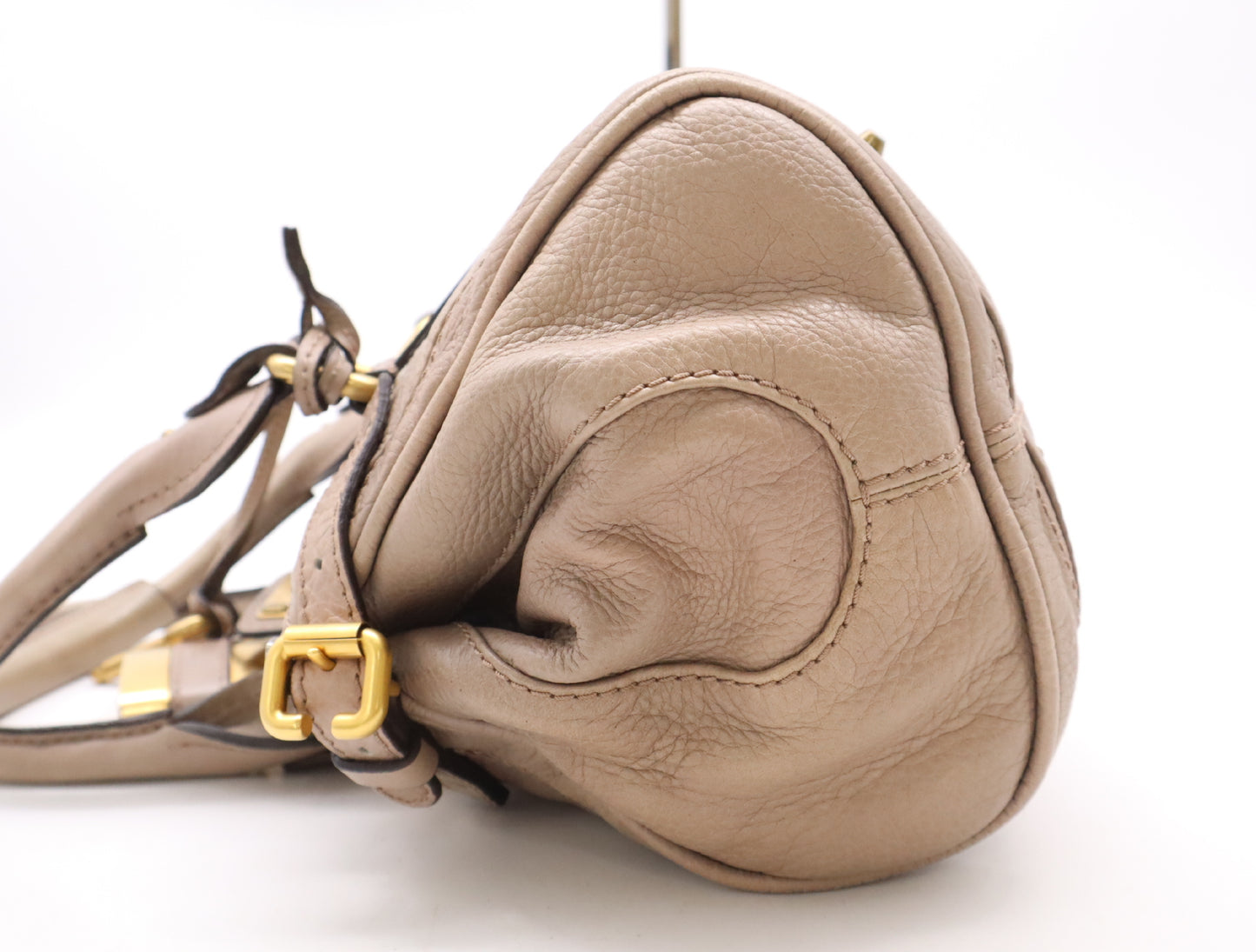 Chloe Leather Paddington Handbag, Beige, with GD Hardware and Key