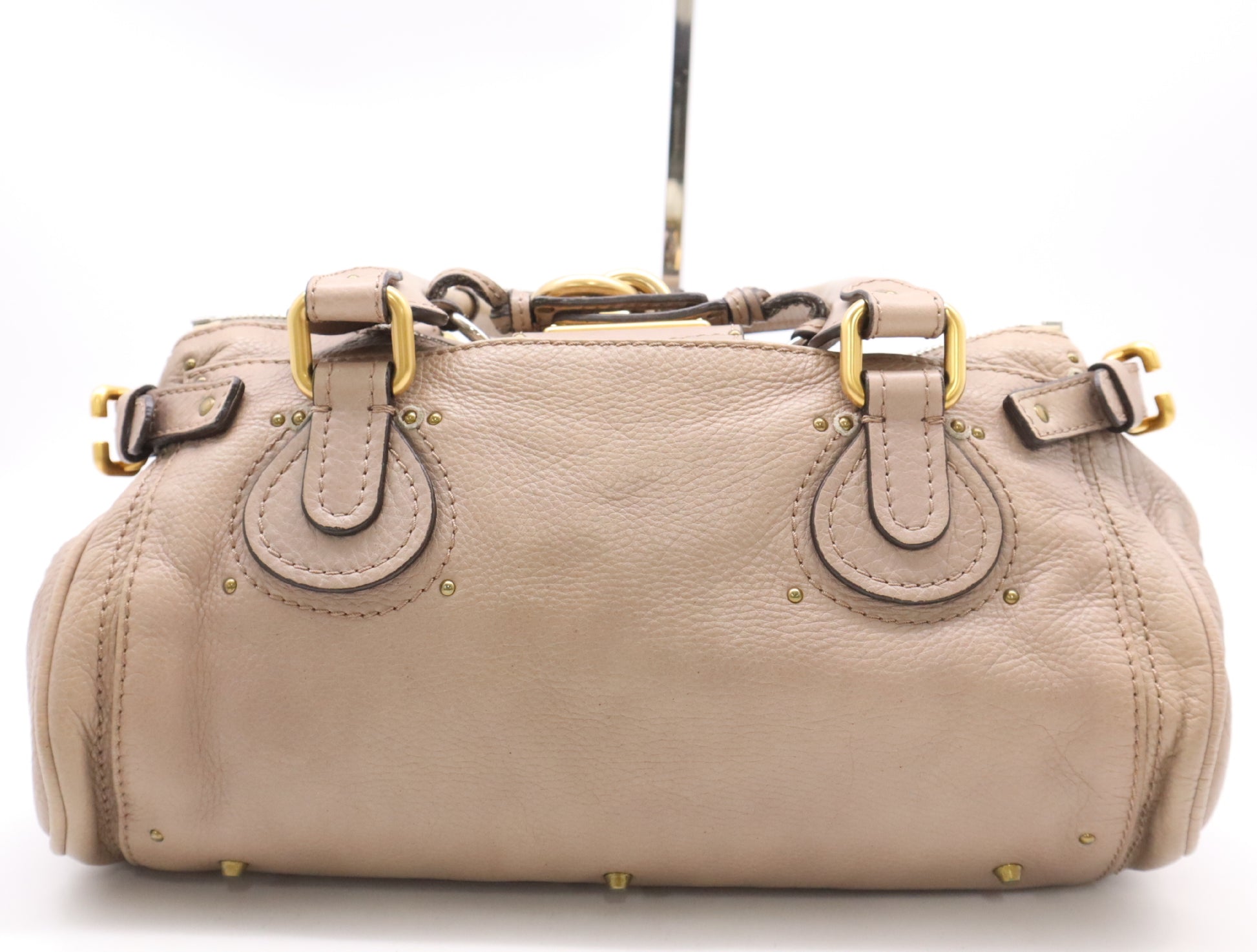 Chloe Leather Paddington Handbag, Beige, with GD Hardware and Key
