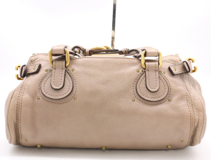Chloe Leather Paddington Handbag, Beige, with GD Hardware and Key