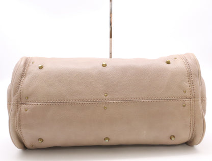 Chloe Leather Paddington Handbag, Beige, with GD Hardware and Key
