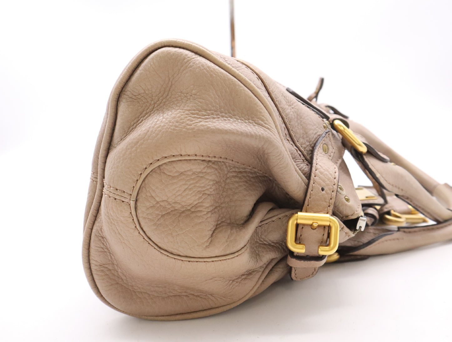 Chloe Leather Paddington Handbag, Beige, with GD Hardware and Key