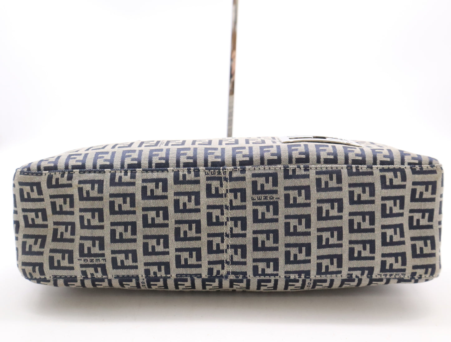 FENDI Canvas/Leather Zucchino Handbag in Blue and Gray with Silver Hardware, Tote Bag