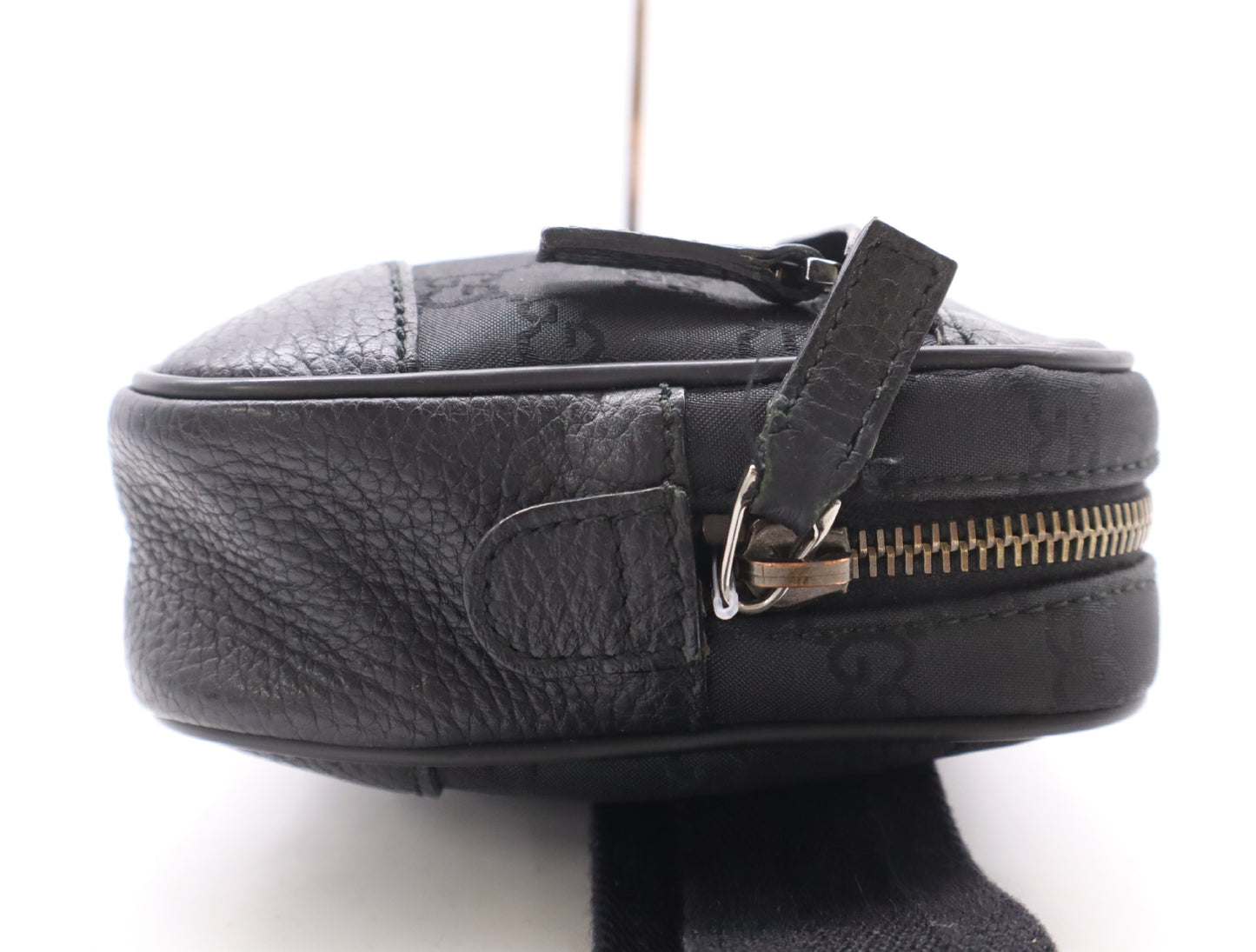 GUCCI 336672 Nylon/Leather GG Nylon Body Bag Black Waist Bag
