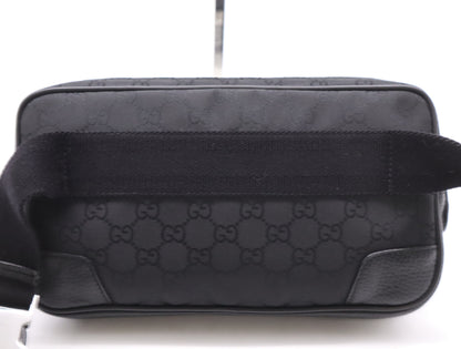 GUCCI 336672 Nylon/Leather GG Nylon Body Bag Black Waist Bag