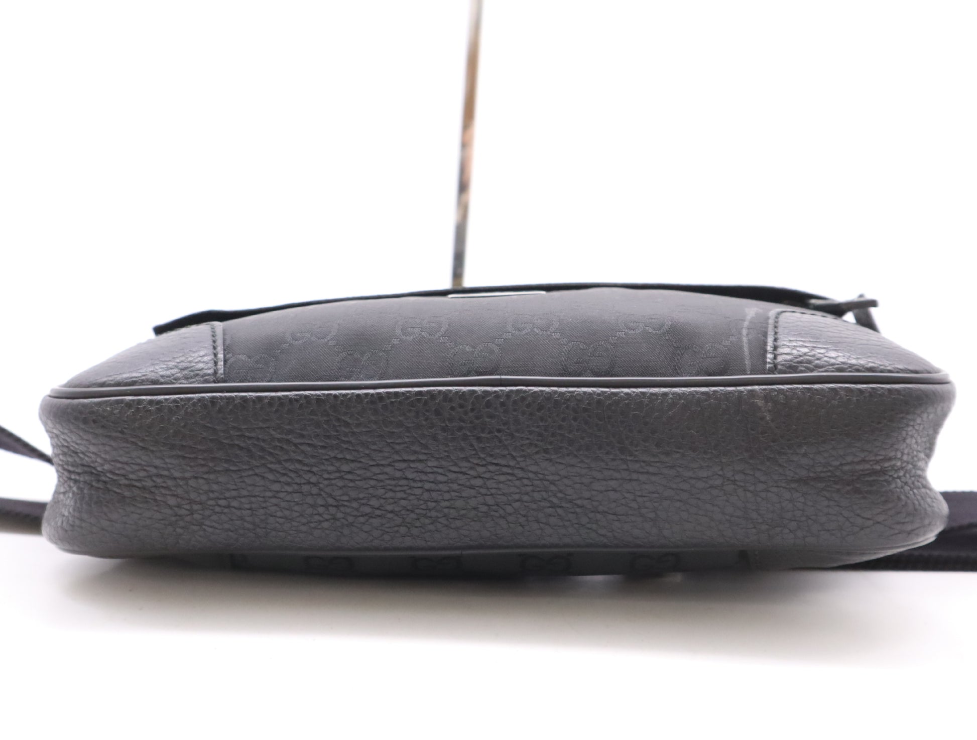 GUCCI 336672 Nylon/Leather GG Nylon Body Bag Black Waist Bag