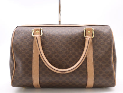 CELINE Leather Macadam Handbag Mini Boston Bag Brown Beige