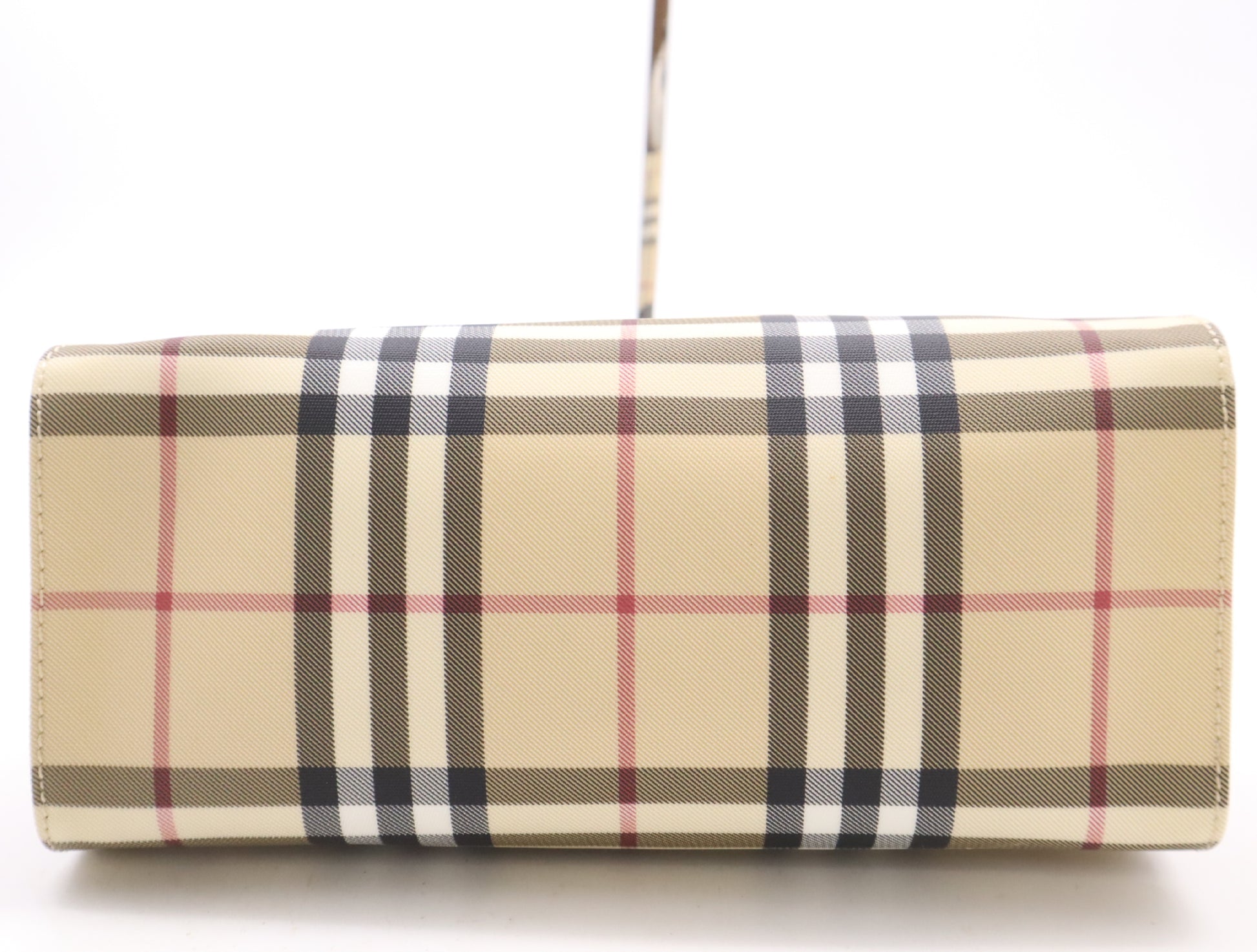 BURBERRY Leather x PVC Nova Check Handbag Beige Black Handbag