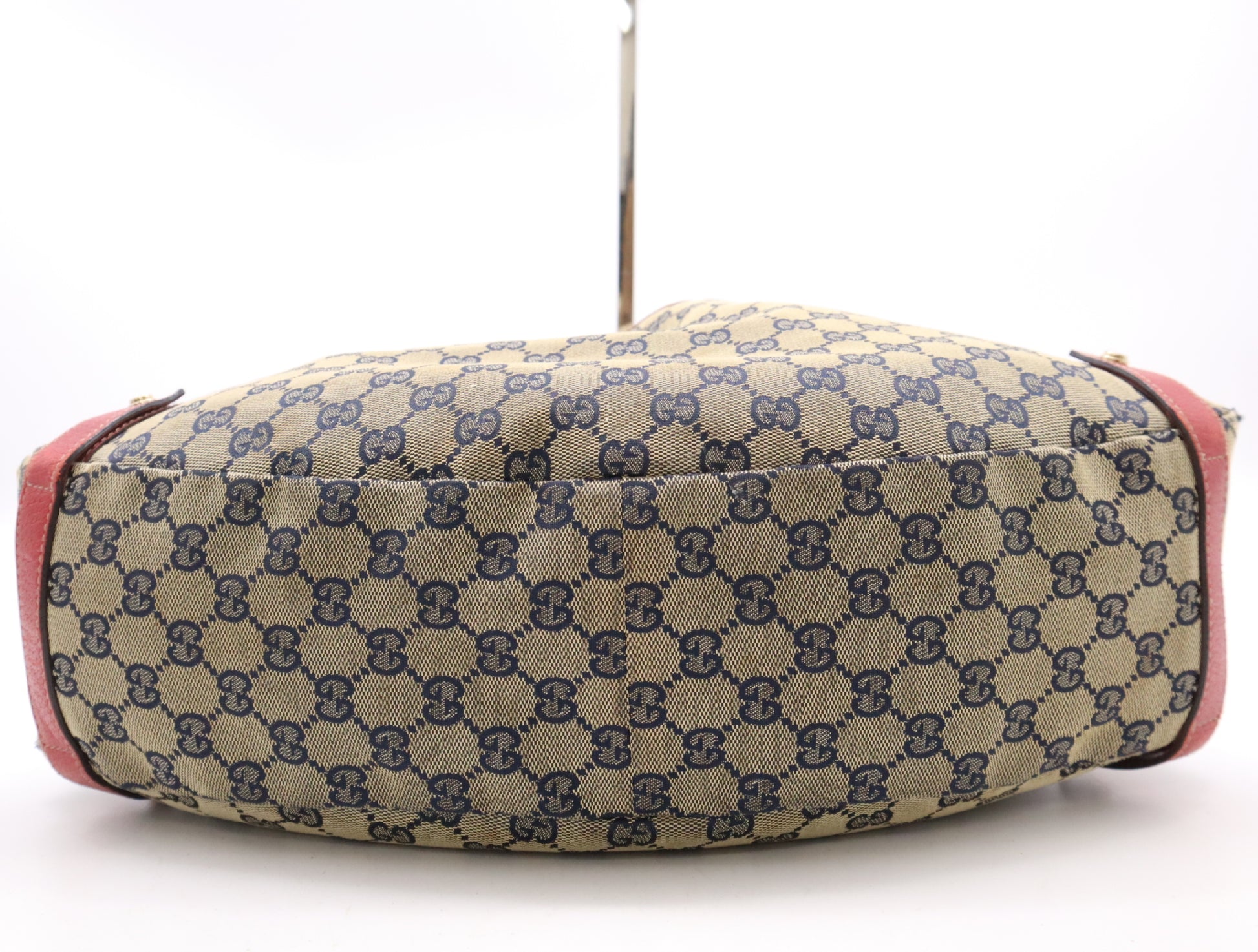 GUCCI 130736 Canvas/Leather GG Canvas Abby Brown Red Blue Tote Bag