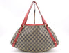 GUCCI 130736 Canvas/Leather GG Canvas Abby Brown Red Blue Tote Bag