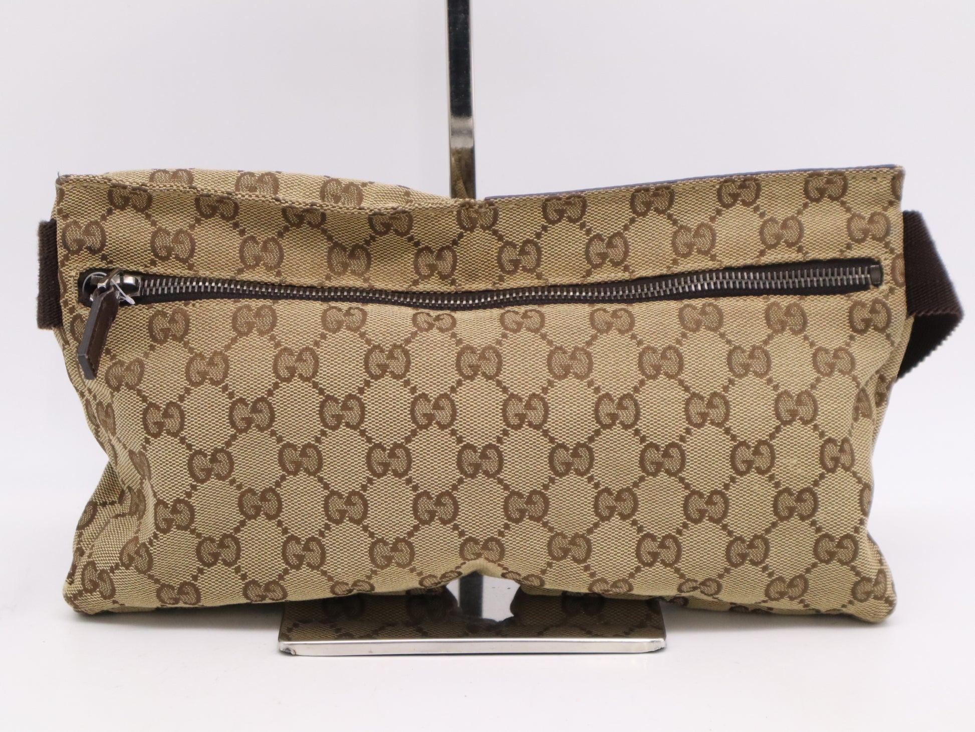 GUCCI 28566 Canvas GG Canvas Body Bag Beige Brown Waist Bag