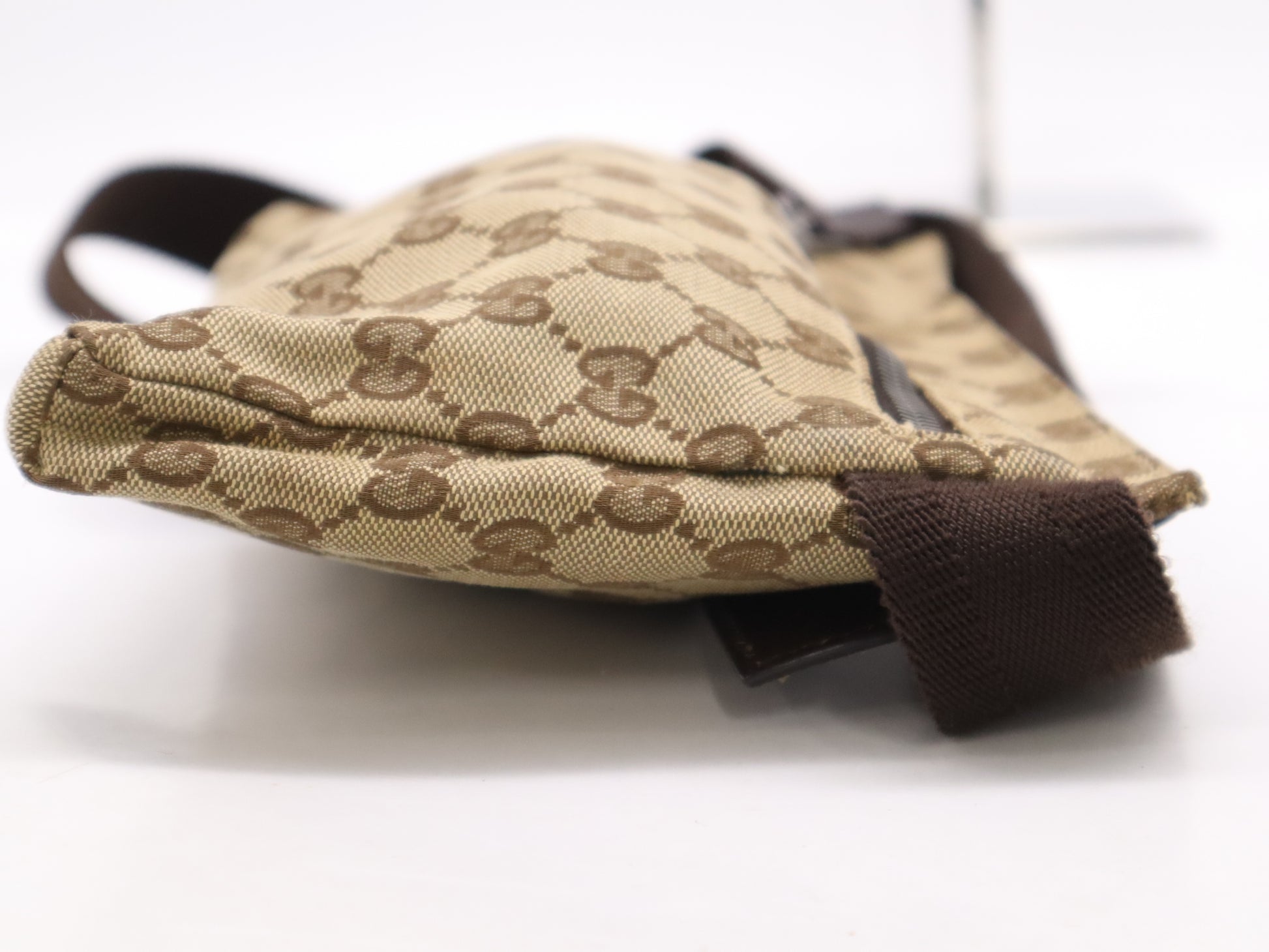 GUCCI 28566 Canvas GG Canvas Body Bag Beige Brown Waist Bag