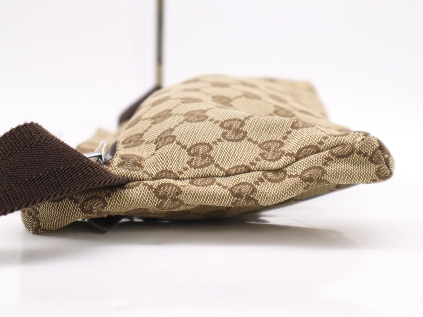 GUCCI 28566 Canvas GG Canvas Body Bag Beige Brown Waist Bag