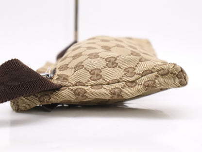 GUCCI 28566 Canvas GG Canvas Body Bag Beige Brown Waist Bag