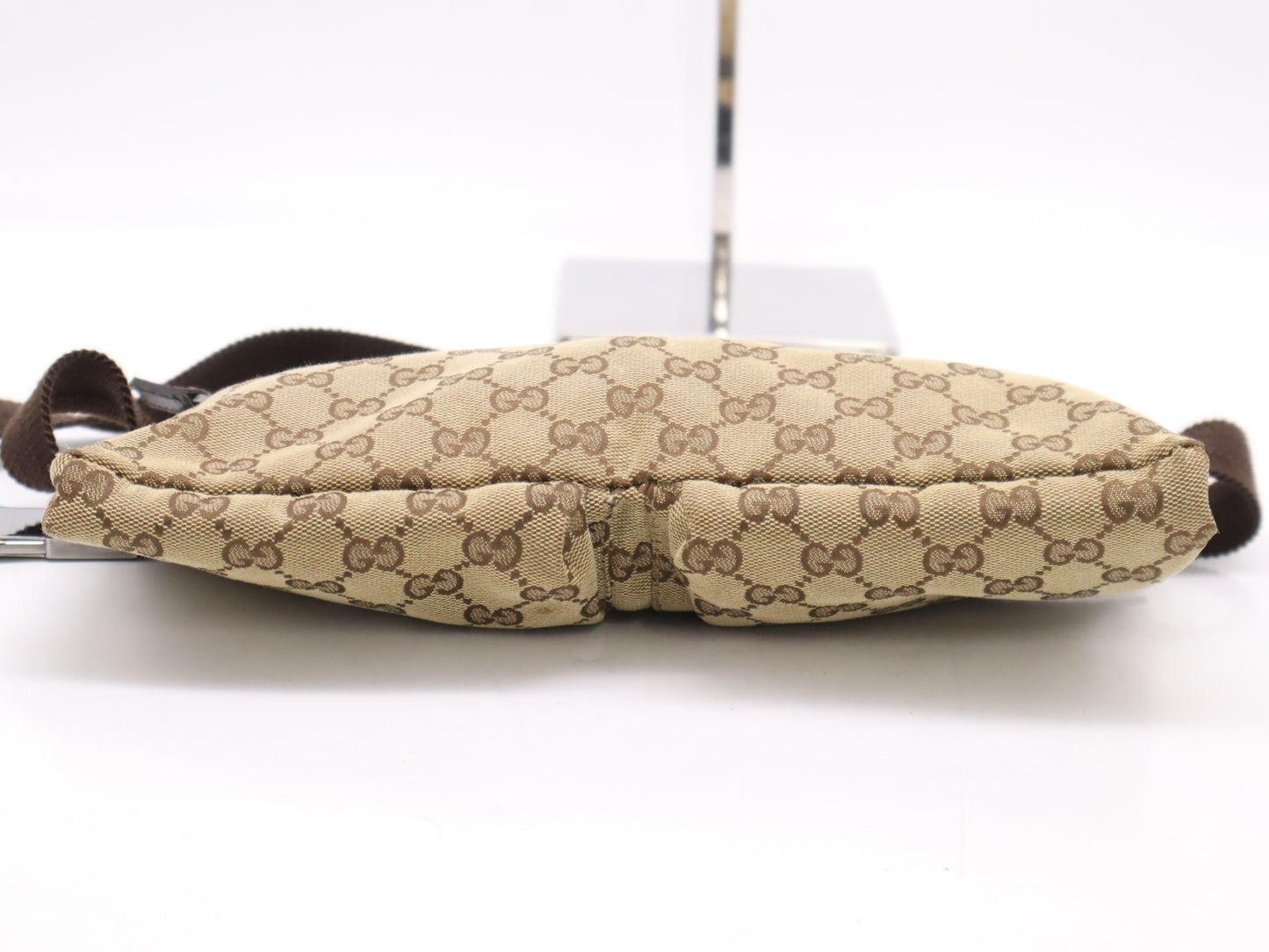 GUCCI 28566 Canvas GG Canvas Body Bag Beige Brown Waist Bag