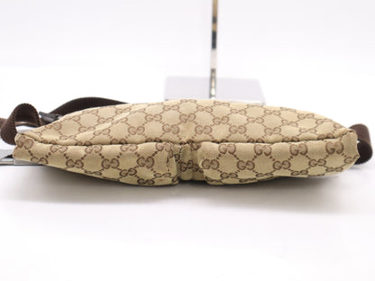 GUCCI 28566 Canvas GG Canvas Body Bag Beige Brown Waist Bag