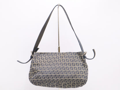 FENDI Mamma Bucket in Nylon/Leather Zucchino with Brown and Blue Sterling Silver Hardware.