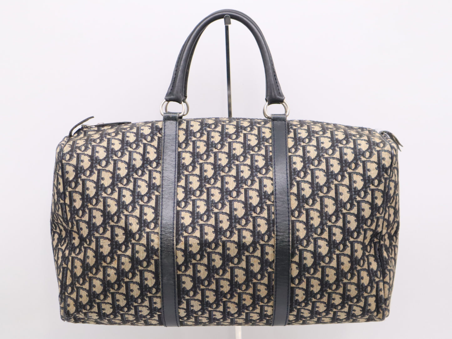 Dior Canvas/Leather Trotter Boston Bag, Brown/Blue