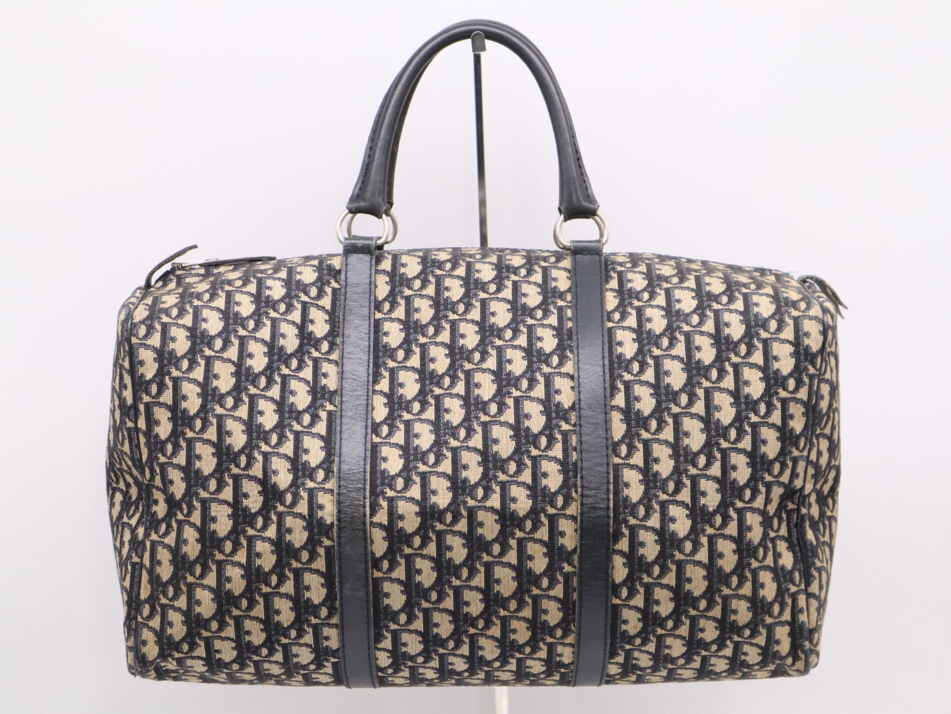 Dior Canvas/Leather Trotter Boston Bag, Brown/Blue