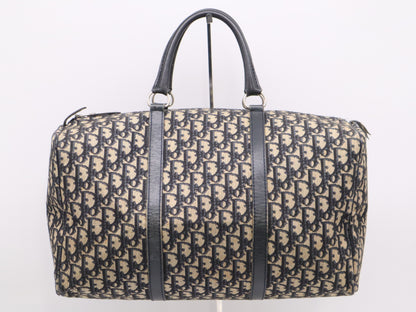 Dior Canvas/Leather Trotter Boston Bag, Brown/Blue
