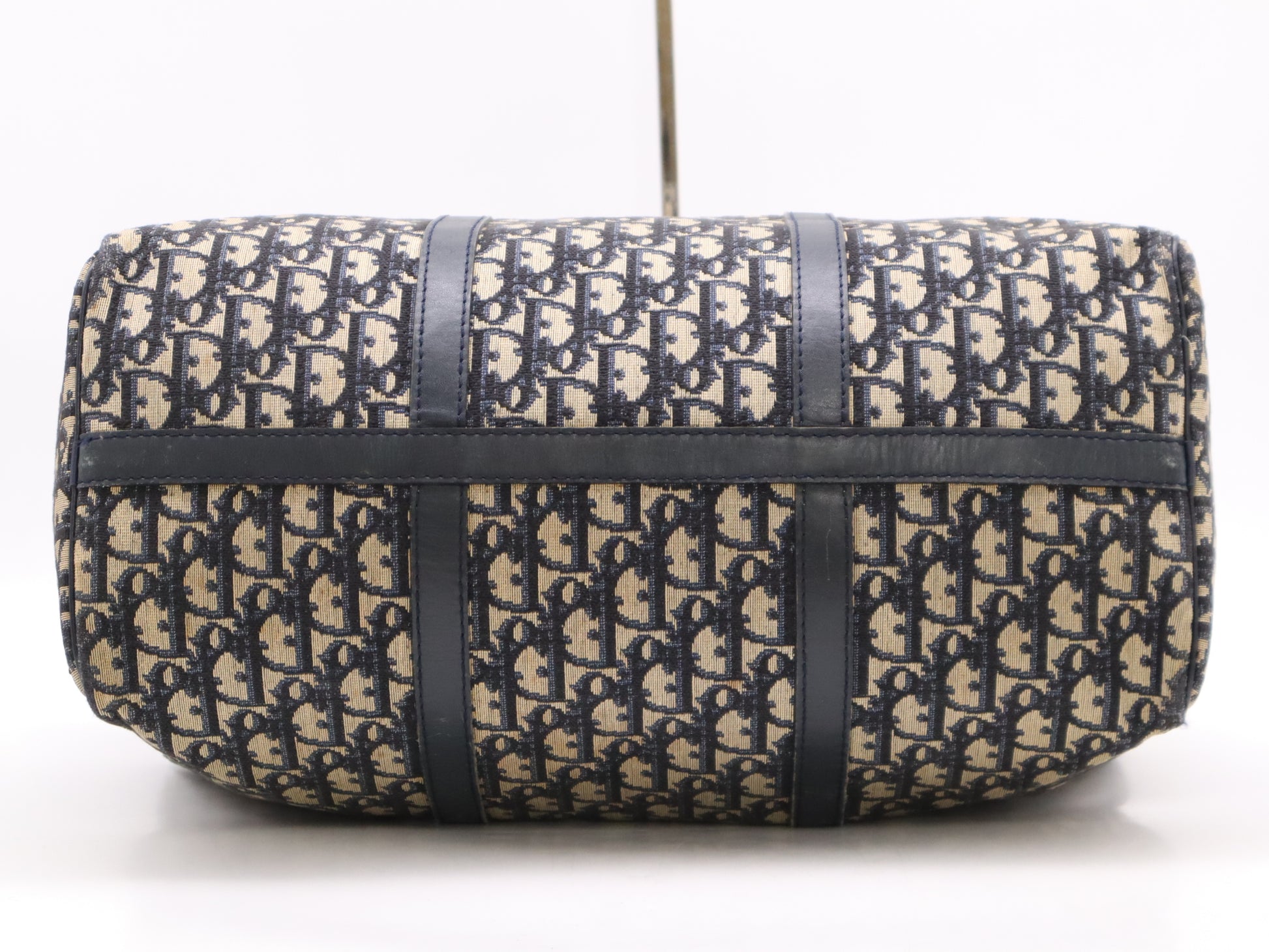 Dior Canvas/Leather Trotter Boston Bag, Brown/Blue