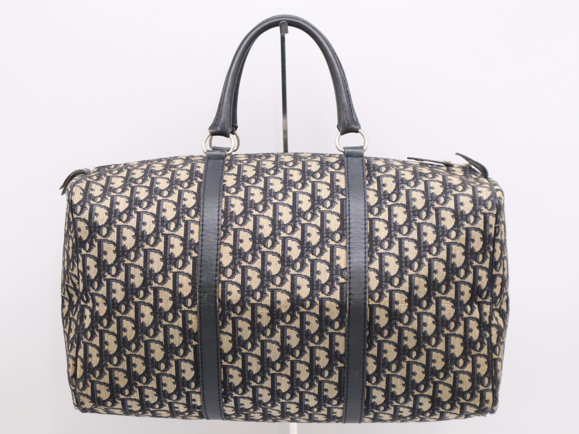 Dior Canvas/Leather Trotter Boston Bag, Brown/Blue