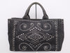 PRADA Canvas Canapa Tote #M Black Beaded Studs Tote Bag
