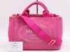 PRADA Canvas Canapa Tote #MINI FUXIA Pink with Shoulder Strap and Guarantee Card