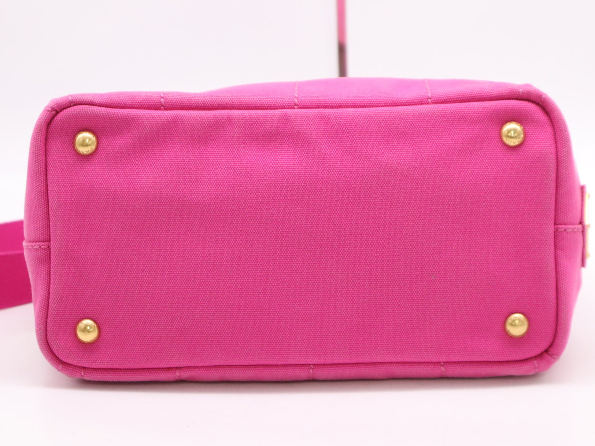 PRADA Canvas Canapa Tote #MINI FUXIA Pink with Shoulder Strap and Guarantee Card
