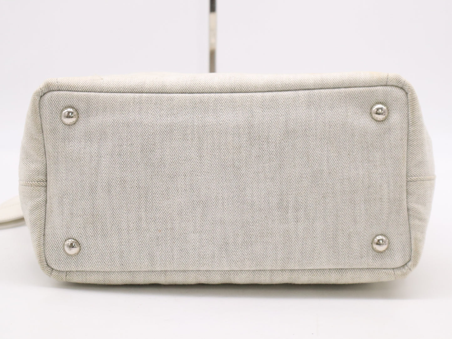 PRADA Canvas Canapa Tote #MINI Punching White Tote Bag