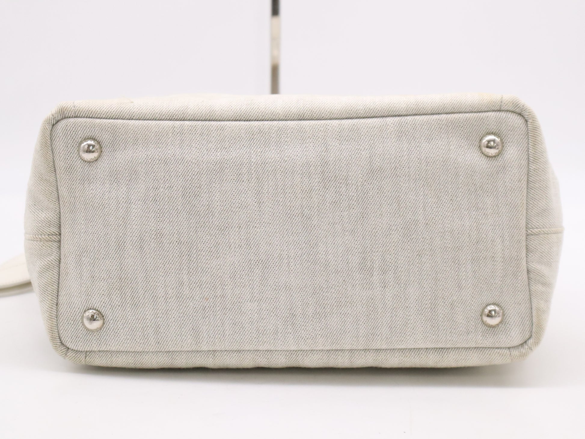 PRADA Canvas Canapa Tote #MINI Punching White Tote Bag