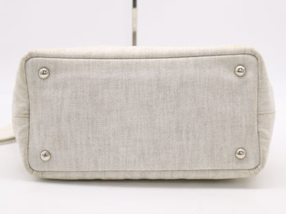 PRADA Canvas Canapa Tote #MINI Punching White Tote Bag