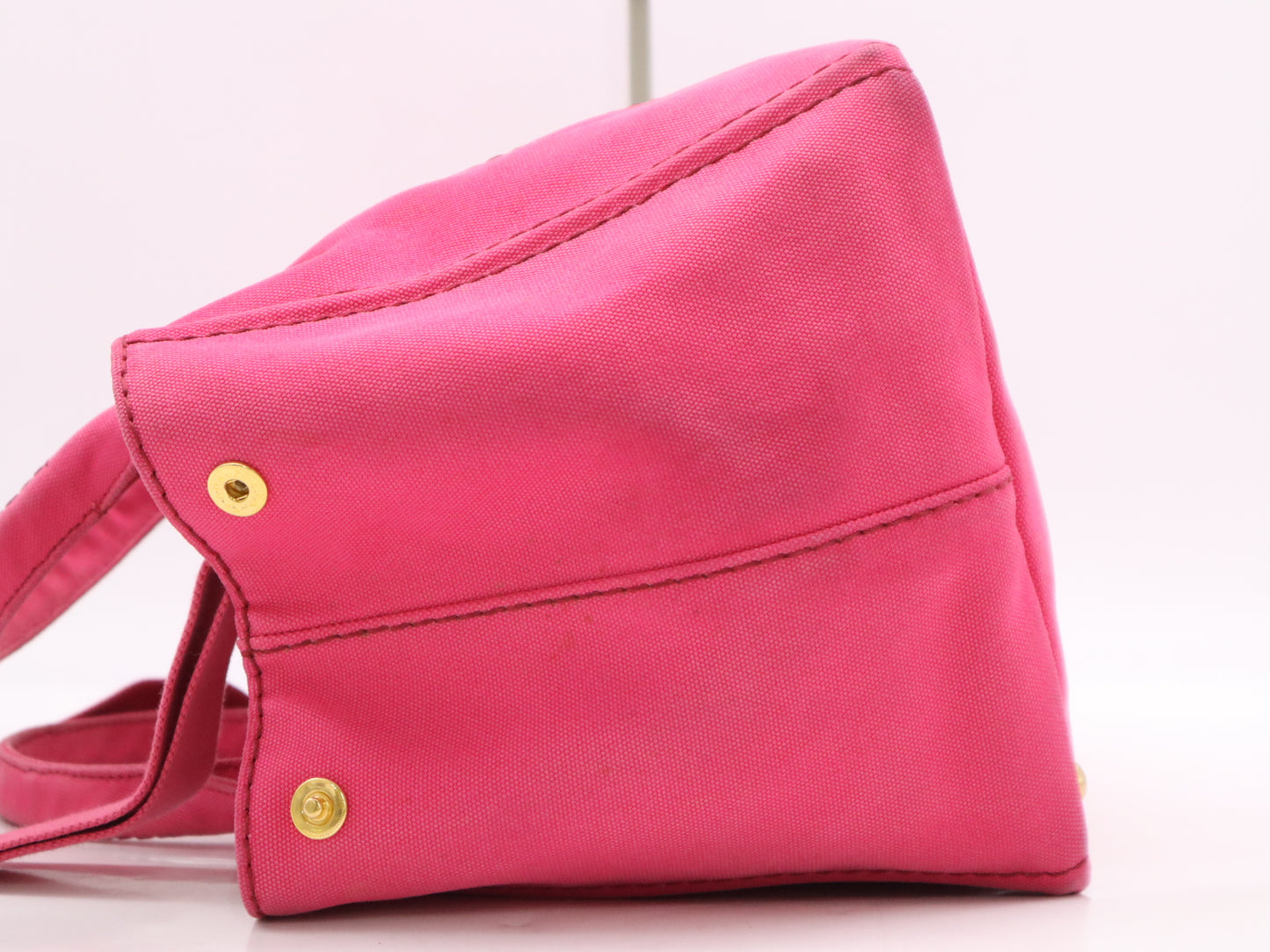PRADA Canvas Canapa Tote #M Pink with GD Hardware, Shoulder Strap, and Guarantee Card