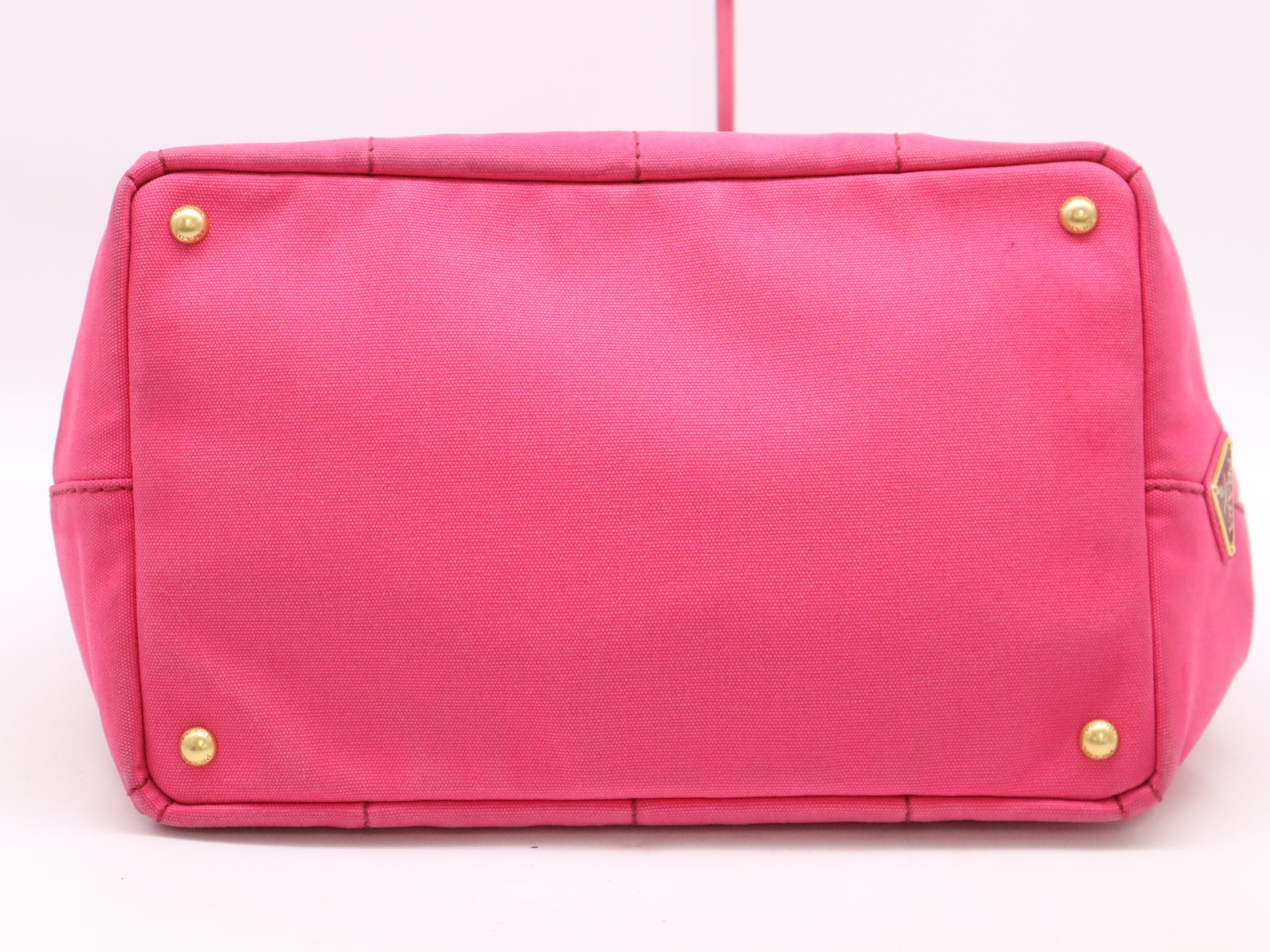 PRADA Canvas Canapa Tote #M Pink with GD Hardware, Shoulder Strap, and Guarantee Card