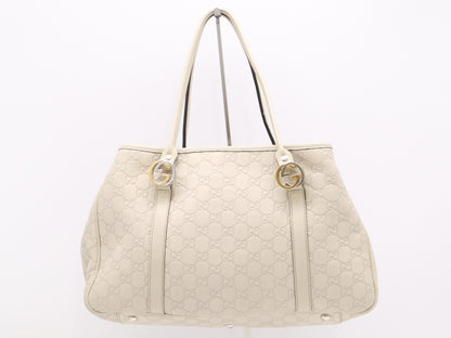 GUCCI 232957 Leather Guccissima Tote Bag, Light Gray