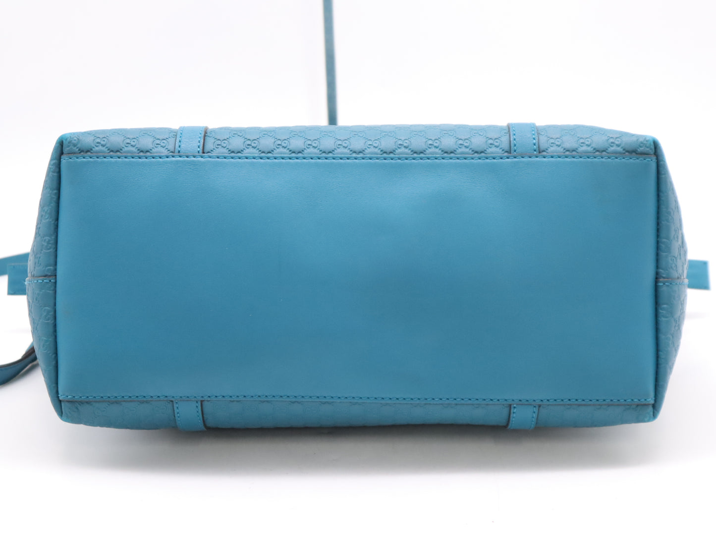 GUCCI 449657 Leather Micro Guccissima 2-Way Bag with Shoulder Strap, Turquoise Tote Bag