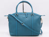GUCCI 449657 Leather Micro Guccissima 2-Way Bag with Shoulder Strap, Turquoise Tote Bag