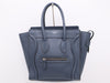CELINE S-SA-0182 Leather Luggage Micro Shopper Handbag Blue Handbag