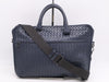 BOTTEGA VENETA Leather Intrecciato Business Bag, Blue, with Shoulder Strap
