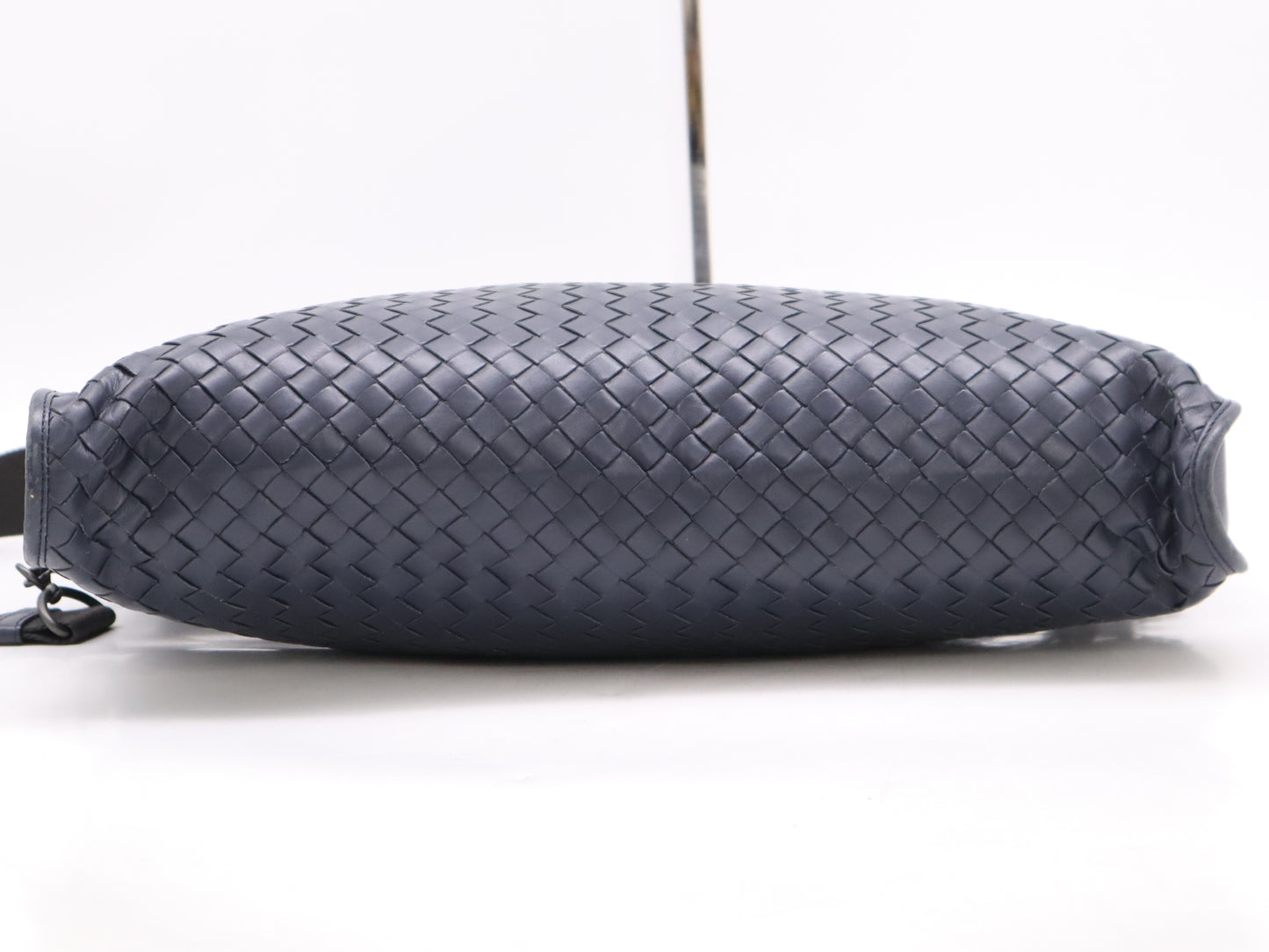 BOTTEGA VENETA Leather Intrecciato Business Bag, Blue, with Shoulder Strap