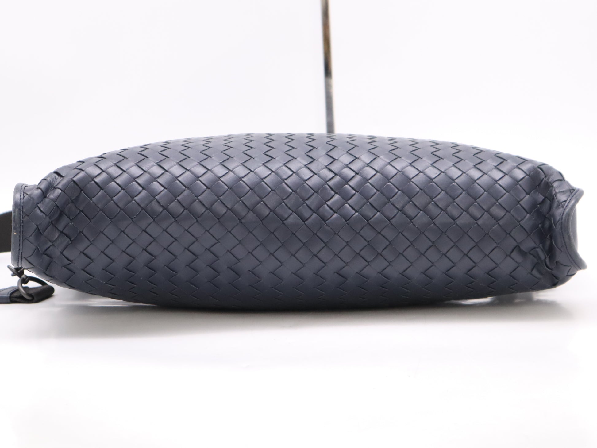 BOTTEGA VENETA Leather Intrecciato Business Bag, Blue, with Shoulder Strap