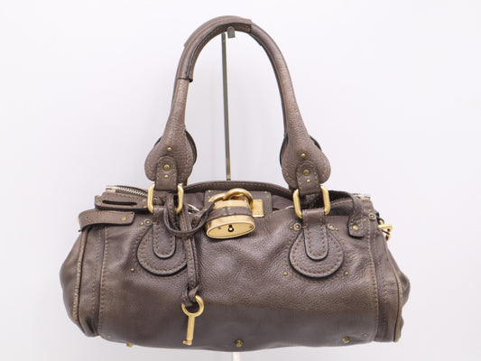Chloe Leather Paddington Handbag, Brown, GD Hardware, Key Included