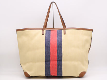 GUCCI 309552 Straw Sherry Line Tote Bag