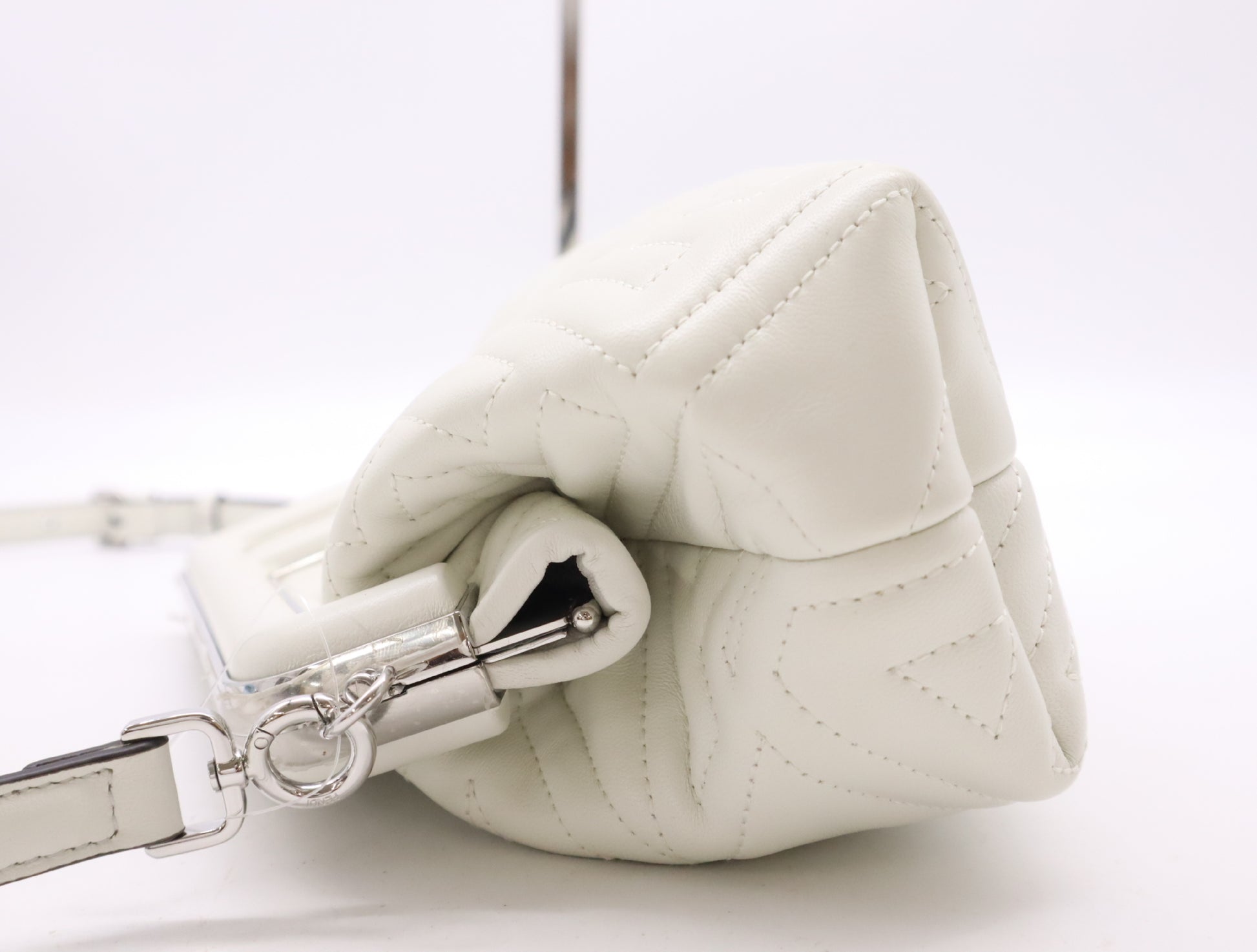FENDI Leather First Midi White Denim Bag with Shoulder Strap