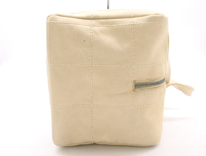 CHANEL Canvas/Leather Chocolate Bar Handbag, Beige, with Silver Hardware Seal, 8810611